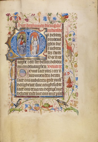 Initial M: En engel som presenterer en sjel for Kristus som dommer av Unknown artist