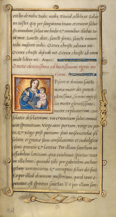 Initial O: Jomfru Maria og barnet av Unknown artist