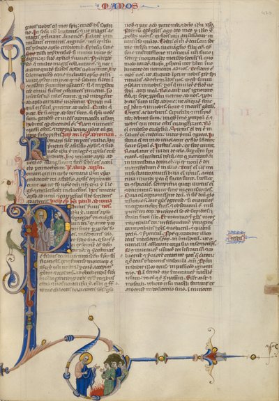 Initial P: Paulus gir en bokrull til en mann av Unknown artist