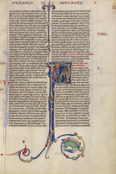 Initial P: Paulus forkynner for en sittende folkemengde  av Unknown artist