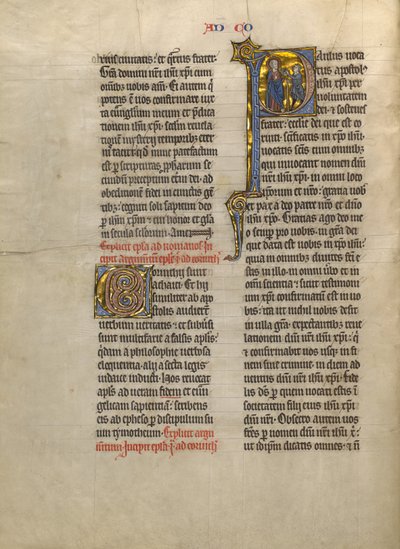 Initial P: Paulus gir en bok til et sendebud av Unknown artist