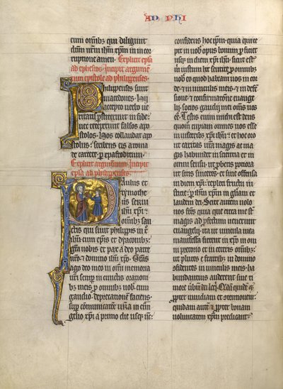 Initial P: Paulus gir en bok til et sendebud av Unknown artist