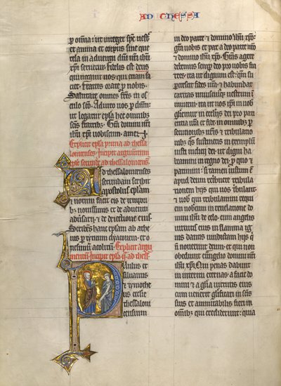 Initial P: Sankt Paulus og en prest av Unknown artist