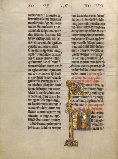 Initial P: Paulus med en bok av Unknown artist