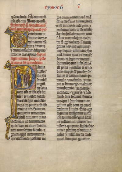 Initial P: Paulus med en bok og en biskop av Unknown artist