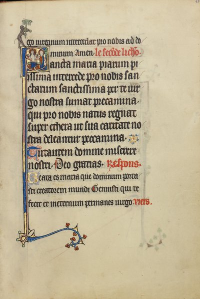 Initial S: Jomfru Maria og Kristus viser frem sårene sine av Unknown artist