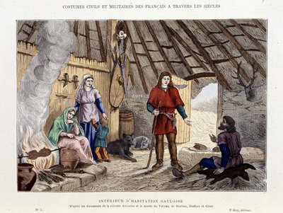 Interiør av gallisk bolig - i "Frankrike og franskmennene gjennom århundrene"" av Unknown artist