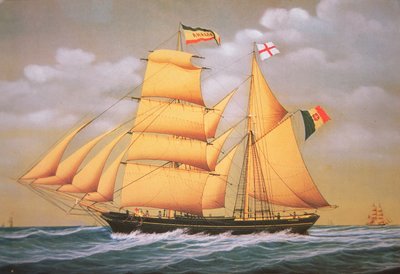 Italiensk skonnertbrig 'Amalia', siste halvdel av 1800-tallet (farge litho) av Unknown artist