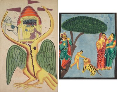 Jatayu hindrer Ravanas vogn og prøver å forhindre bortføringen av Sita av Unknown artist