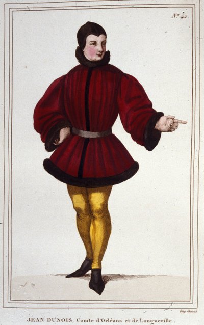Jean d'Orleans eller Jean Comte de Dunois kjent som basarden fra Orleans (1402-1468). fransk krigsmann. Gravering fra 1830. av Unknown artist