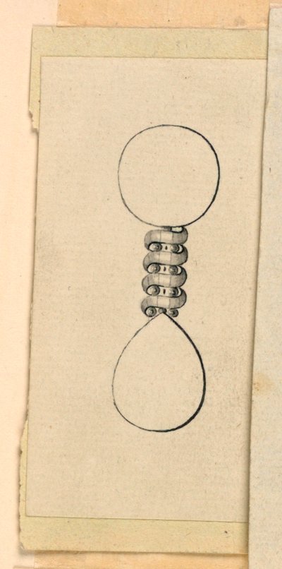 Smykkedesign, forbindelse mellom disken og dråpen av en øredobber av Unknown artist