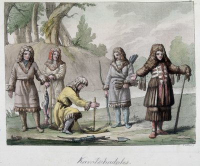 Kamtschadales folk i Sibir. I "" Den gamle og moderne drakten"" 1819-1820, av Ferrario. av Unknown artist
