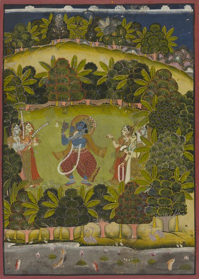 Krishna fløyter for gopiene av Unknown artist