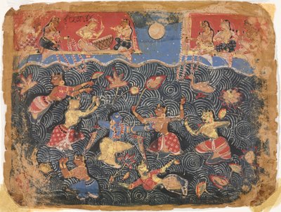 Krishna sporter med gopiene i Jumna-elven, fra en Bhagavata Purana av Unknown artist