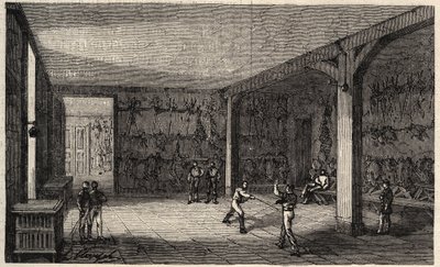 Ecole Polytechnique i Paris i 1873 - Gjerderom - Gravering fra 1873 i "Le monde illustrious"" av Unknown artist