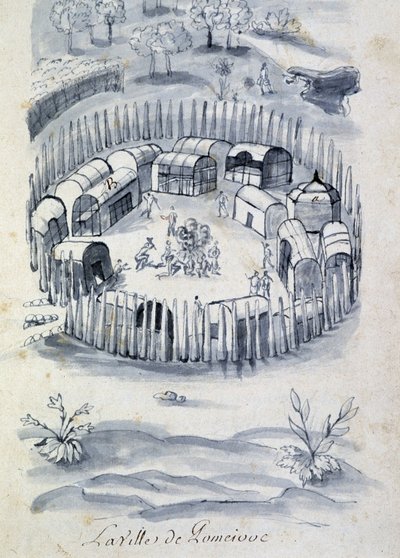 Byen Pomeivue (kolonieleir i Canada) - i "" Dialog eller intervju av en franskmann med en villmann" av Unknown artist