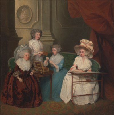 Lady Jane Mathew og hennes døtre av Unknown artist