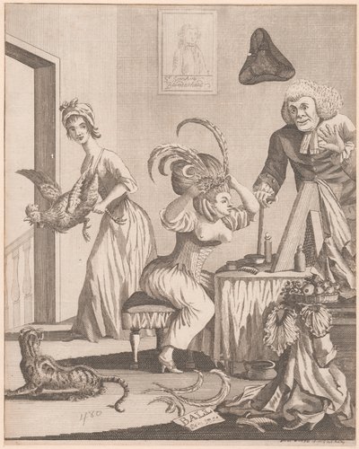 Dame forbereder seg til kveld på et ball av Unknown artist