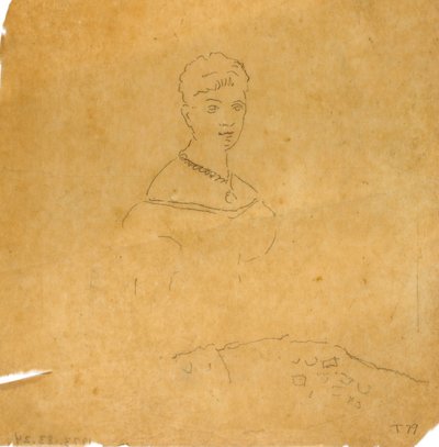 Dame i aftenkjole med figur av Venus fra Milo av Unknown artist