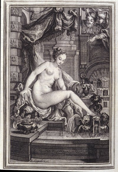 Kong Candaules og mesteren til høyre - i "Fortellinger og noveller på vers" av Jean La Fontaine. 1762. av Unknown artist