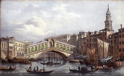 Le pont Rialto - i "" Album med de viktigste utsiktene over Venezia", ill. av Marco Moro, red. Gio Brizeghel, v.1840 av Unknown artist