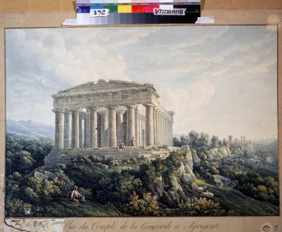 Concordia-tempelet i Agrigento (Sicilia, Italia) (Concordia-tempelet i Agrigento). Anonymt maleri. Akvarell på papir, 66,5 x 88 cm, tidlig 1800-tall. Landskap, romantikk. Regionalt kunstmuseum, Vinnytsia (Ukraina). av Unknown artist