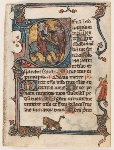 Blad fra en timebok: Innledende D: Flyreise til Egypt (2 av 2 utskårne blader) av Unknown artist