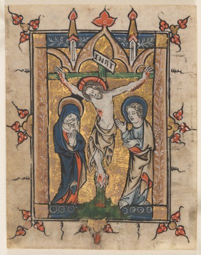 Blad fra en Psalter: Korsfestelsen av Unknown artist
