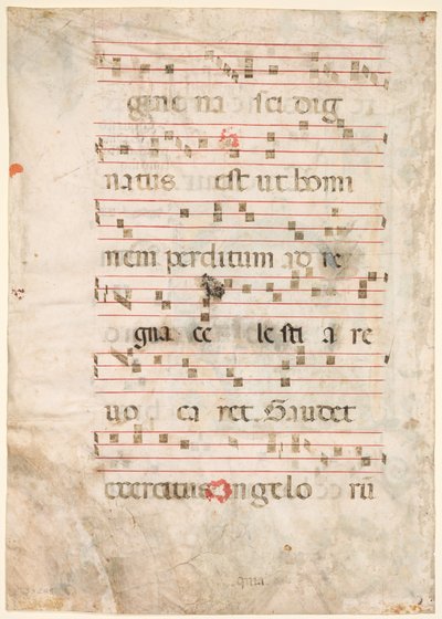 Leaf from an Antiphonary: Musikk (verso) av Unknown artist