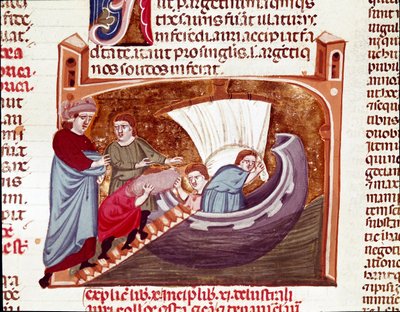 Laster et skip på tiden av keiser Justinian (miniatyr av Unknown artist