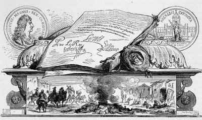 Louis XIV signerte tilbakekallingen av redigeringen av Nantes. av Unknown artist