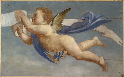 Kjærlighet holder et fylacterium. Dekorativt maleri, mellom 1801 og 1900 (olje på lerret) av Unknown artist