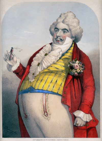 Luigi Lablache, italiensk bass som Dr. Dulcamara i Donizettis The Elixir of Love av Unknown artist
