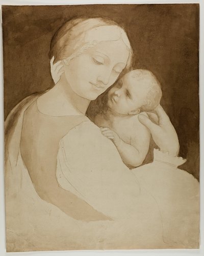 Madonna og barn (rekto), og fragment av kvinnens overkropp (verso) av Unknown artist