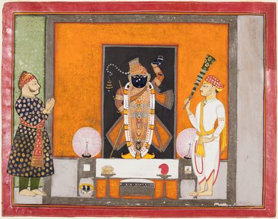 Maharao Ram Singh II av Kota (f. 1828–66) tilber Brij Nathji som brudgommen av Unknown artist