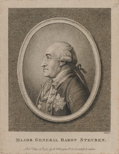 Generalmajor Baron Steuben (radering) av Unknown artist