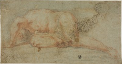 Mann som ligger ned, arm over hodet av Unknown artist
