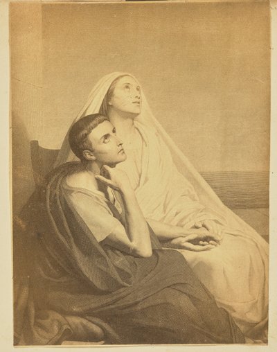 [Mann og kvinne ser oppover] av Unknown artist