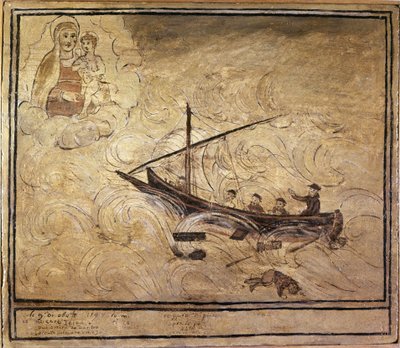Mann ved sjøen. Voto fra 1500-tallet fra kirken Madonna dell'Arco i Napoli. av Unknown artist