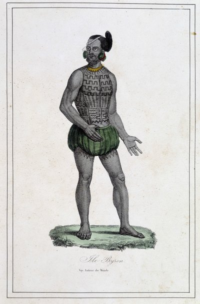 Man of Byron Islands with tattoos (Polynesia) - i "The different peoples of the earth" av Abbe Paul Jonhanneaud, Librairie des Bons livres av Unknown artist