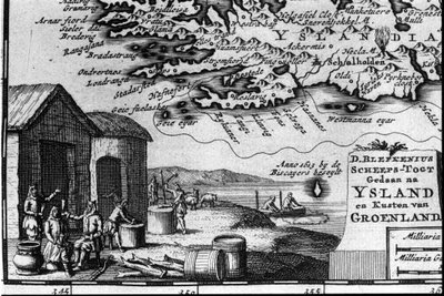 Kart over Island og representasjon av dets innbyggere - i "" Kart over moderne reiseruter og reiser"" av Unknown artist