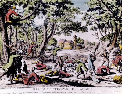 Marauders skutt av bønder. 1700-tallstrykk Paris, B.N. av Unknown artist