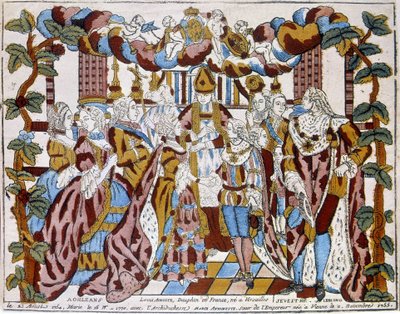 Ekteskap av Louis XVI med Maris Antoinette, rundt 1774, i Orleans. av Unknown artist