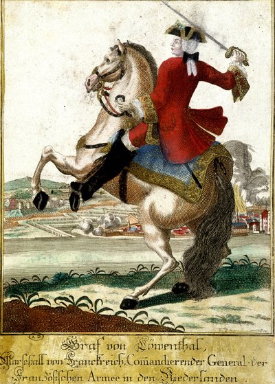 Marshal Loewendahl (1700-1755) i slaget ved Fontenoy, Belgia av Unknown artist