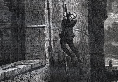 Masers De Latude escaping from the Bastille - Escape de la Bastille by Jean Henry, dit Danry, dit Masers de Latude (1725-1805) - engraving in “” Dictionnaire populaire illustrious”” - 1864 - by Joseph Decembre and Edmond Allonier - av Unknown artist