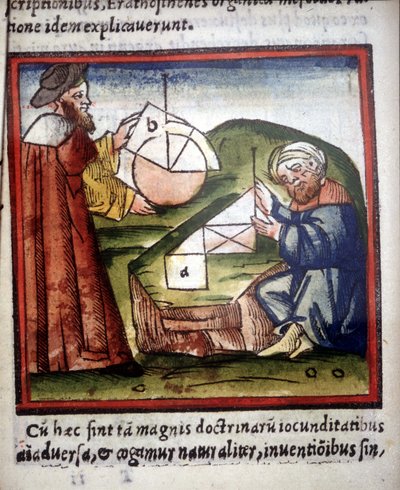 Matematikere. 1400-talls manuskript. av Unknown artist