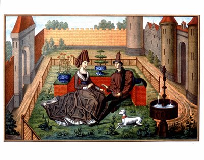 Maulgis og den vakre Oriande (høflig kjærlighetsscene), middelalder av Unknown artist