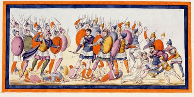 Menelas (til høyre), en gresk kriger har nettopp blitt såret av en pil fra en alliert av trojanerne. Iliaden, sang IV. Gravering fra slutten av 1700-tallet. av Unknown artist
