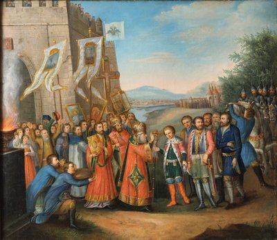 Michel Ier de Russie (1596-1645) - Mikhail Feodorovich blir innkalt til den russiske tronen 14. mars av Unknown artist