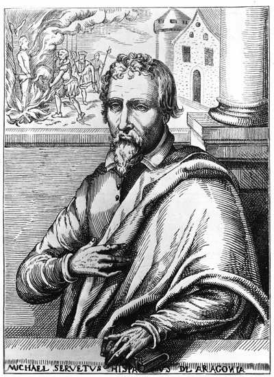 Michel Servet (Michel de Villanueva) (1511-1553), Spanish doctor and theologian. Engraving av Unknown artist